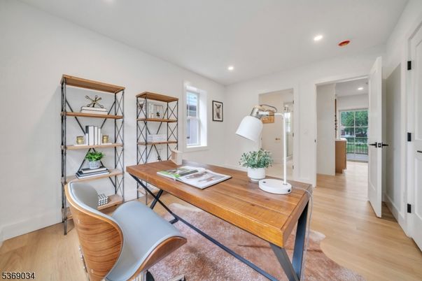 Home Office, Interior, Recessed Lighting, Wood Texture Flooring