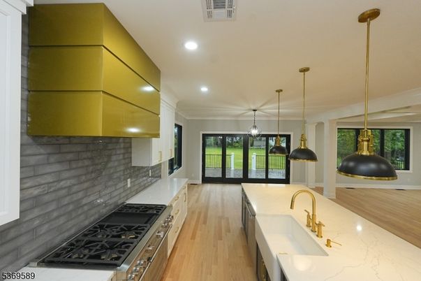 Interior, Kitchen, Pendant Lights, Recessed Lighting, Wood Texture Flooring