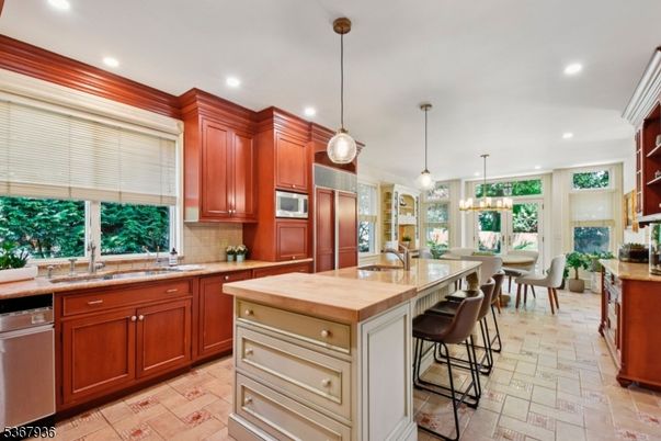 Dining room, Interior, Kitchen, Pendant Lights, Recessed Lighting, Stainless Steel Appliances