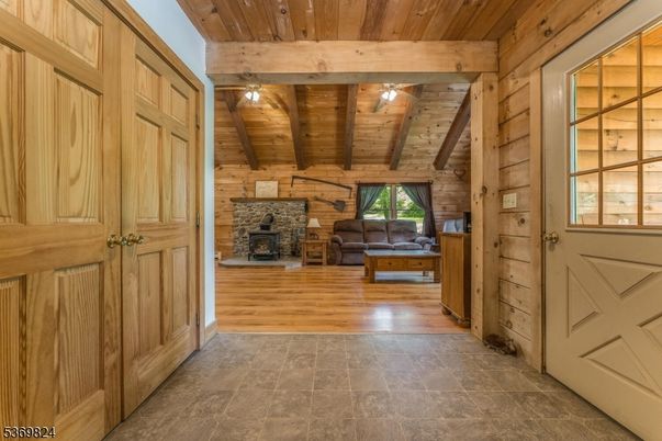 Fireplace, Interior, Living room, Wooden Beams, Wooden Ceilings, Wood Texture Flooring, Wooden Walls