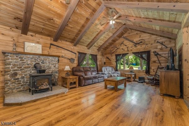Fireplace, Interior, Living room, Stone Walls, Wooden Beams, Wooden Ceilings, Wood Texture Flooring, Wooden Walls