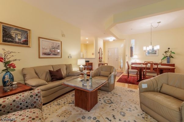 Dining room, Interior, Living room, Pendant Lights, Recessed Lighting, Wood Texture Flooring