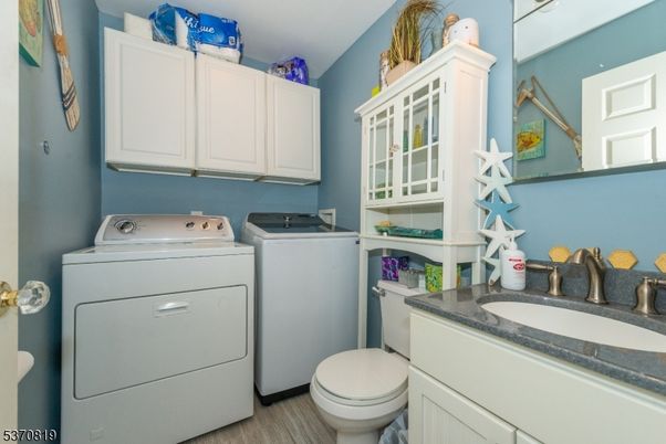 Bathroom, Interior, Washer, Wood Texture Flooring