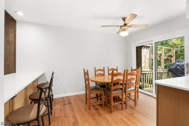 Dining room, Interior, Recessed Lighting, Wood Texture Flooring