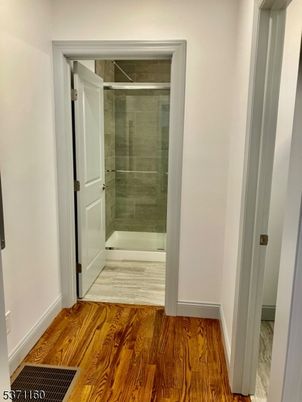 Bathroom, Glass Shower, Interior, Wood Texture Flooring
