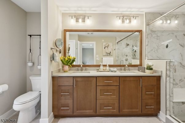 Bathroom, Dual Sink Vanities, Glass Shower, Interior, Marble Walls