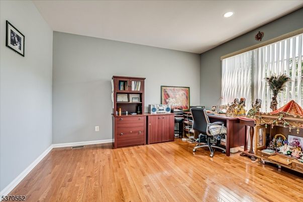 Home Office, Interior, Recessed Lighting, Wood Texture Flooring