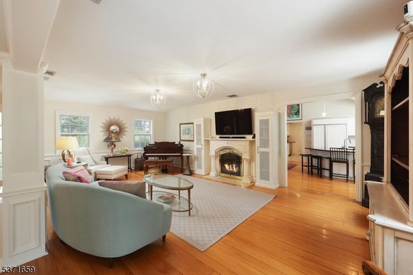 Fireplace, Interior, Living room, Piano, Wood Texture Flooring