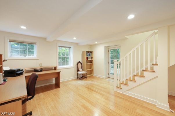 Home Office, Interior, Recessed Lighting, Wood Texture Flooring