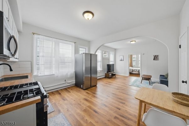 Interior, Kitchen, Stainless Steel Appliances, Wood Texture Flooring