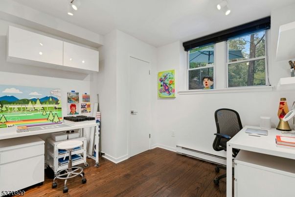 Home Office, Interior, Recessed Lighting, Wood Texture Flooring