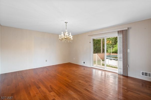Chandelier, Empty room, Interior, Wood Texture Flooring