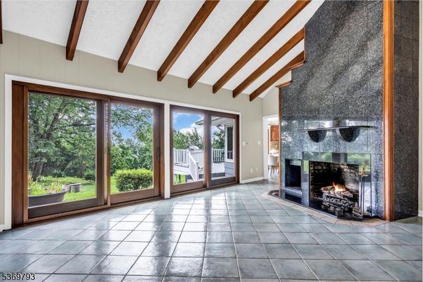 Empty room, Fireplace, Interior, Wooden Beams