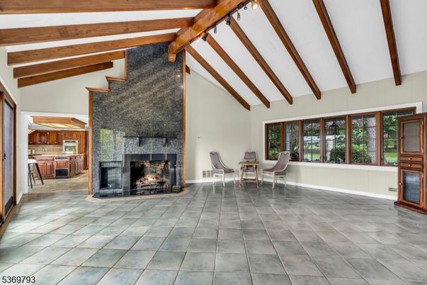 Dining room, Fireplace, Interior, Wooden Beams