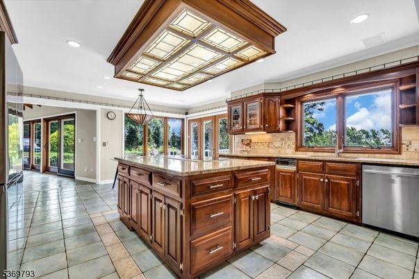 Interior, Kitchen, Pendant Lights, Recessed Lighting, Stainless Steel Appliances, Tile Countertops
