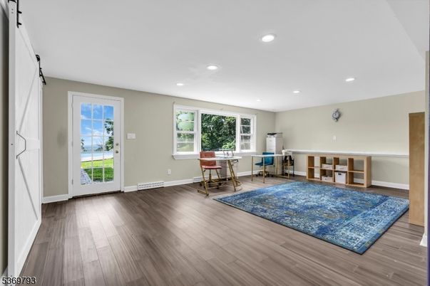 Home Office, Interior, Recessed Lighting, Wood Texture Flooring