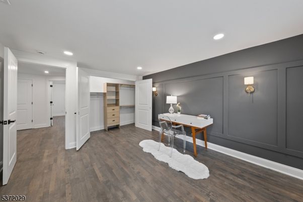 Home Office, Interior, Recessed Lighting, Wood Texture Flooring