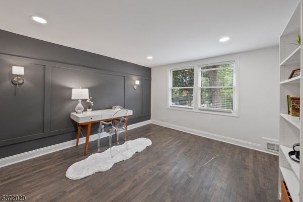 Home Office, Interior, Recessed Lighting, Wood Texture Flooring