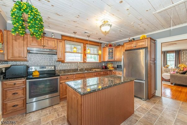 Interior, Kitchen, Pendant Lights, Stainless Steel Appliances, Wood Texture Flooring
