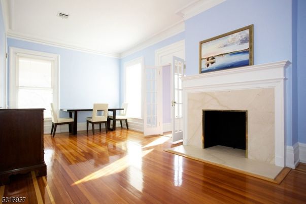 Dining room, Fireplace, Interior, Wood Texture Flooring