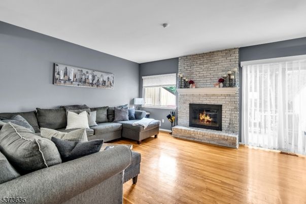 Fireplace, Interior, Living room, Stone Walls, Wood Texture Flooring
