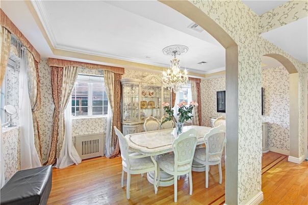 Chandelier, Dining room, Interior, Wood Texture Flooring