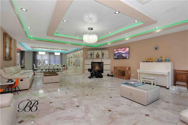 Chandelier, Fireplace, Interior, Living room, Marble, Recessed Lighting