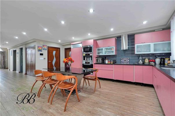 Dining room, Interior, Kitchen, Recessed Lighting, Stainless Steel Appliances, Wood Texture Flooring