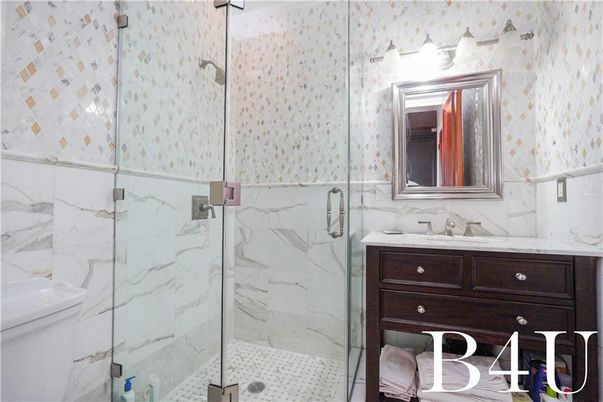 Bathroom, Glass Shower, Interior, Marble Walls