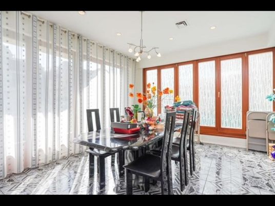 Dining room, Interior, Marble, Pendant Lights, Recessed Lighting