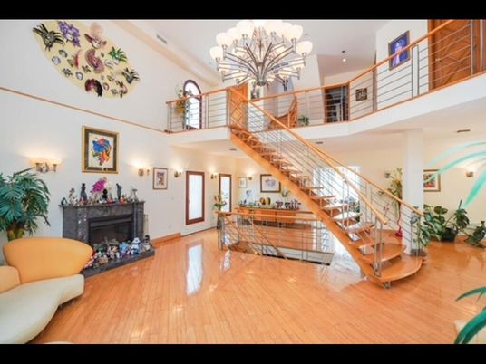 Chandelier, Fireplace, Interior, Recessed Lighting, Wood Texture Flooring