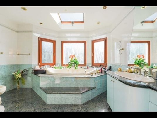 Bathroom, Dual Sink Vanities, Glass Ceilings, Interior, Recessed Lighting