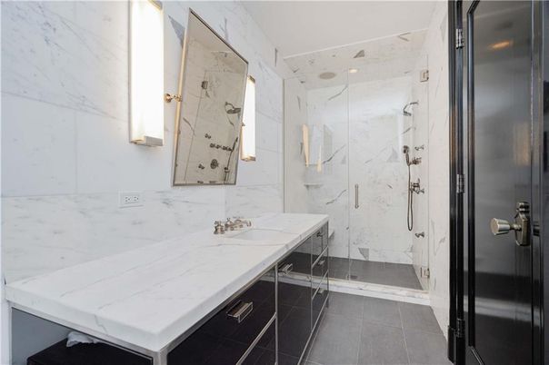 Bathroom, Glass Shower, Interior, Marble Walls