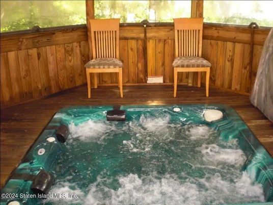 Exterior, Hot Tub, Wood Texture Flooring