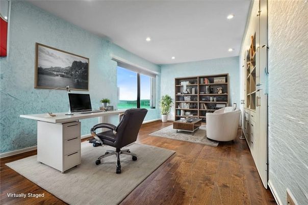 Home Office, Interior, Recessed Lighting, Wood Texture Flooring