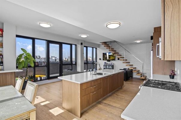 Interior, Kitchen, Recessed Lighting, Wood Texture Flooring