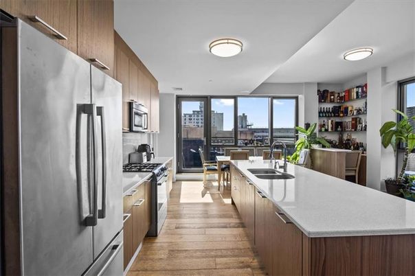 Dining room, Interior, Kitchen, Stainless Steel Appliances, Wood Texture Flooring