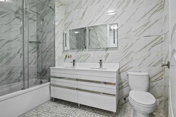 Bathroom, Glass Shower, Interior, Marble Walls