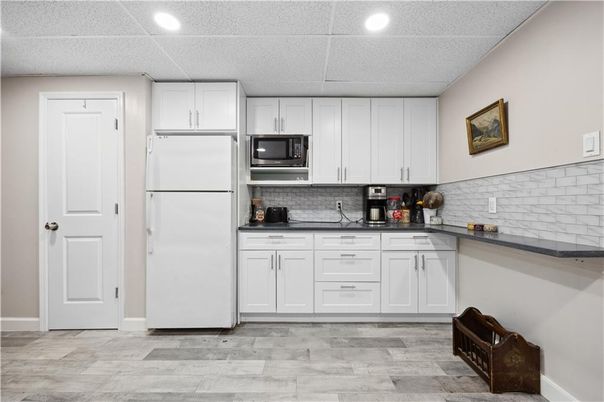 Interior, Kitchen, Recessed Lighting, Wood Texture Flooring