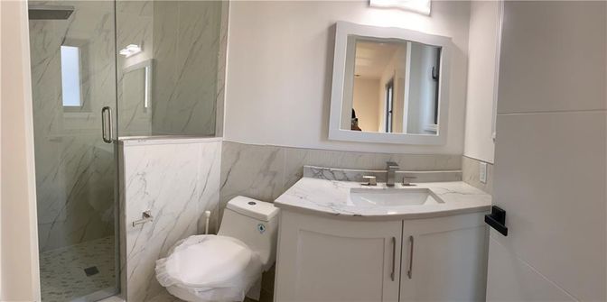Bathroom, Glass Shower, Interior, Marble Walls