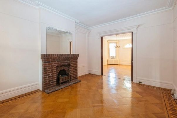 Chandelier, Empty room, Fireplace, Interior, Wood Texture Flooring