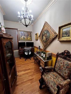 Chandelier, Home Office, Interior, Wood Texture Flooring