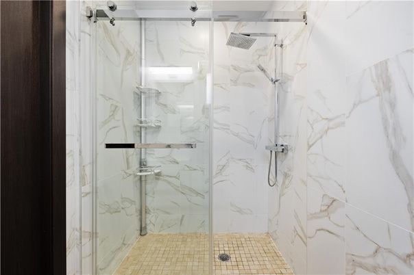 Bathroom, Glass Shower, Interior, Marble Walls