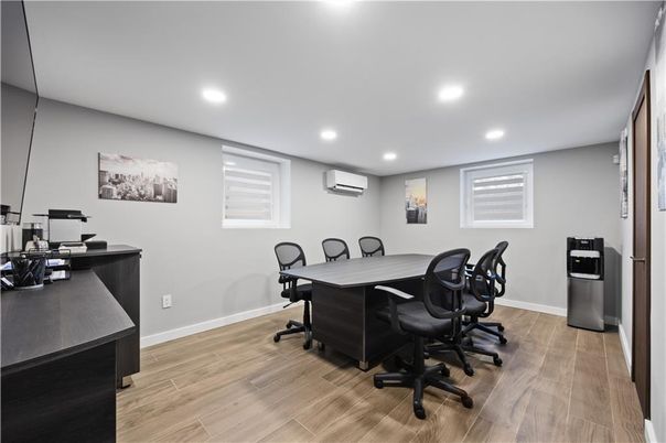 Home Office, Interior, Recessed Lighting, Wood Texture Flooring
