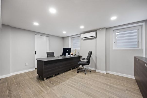 Home Office, Interior, Recessed Lighting, Wood Texture Flooring