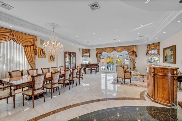 Chandelier, Dining room, Interior, Marble, Recessed Lighting