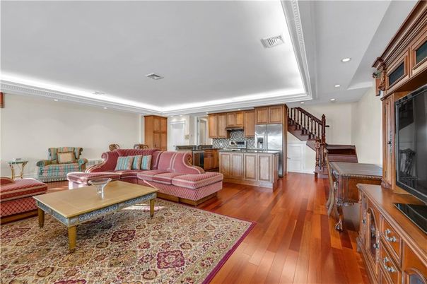 Interior, Kitchen, Living room, Recessed Lighting, Stainless Steel Appliances, Wood Texture Flooring
