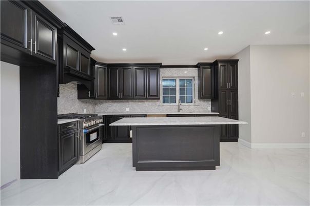 Interior, Kitchen, Marble, Recessed Lighting, Stainless Steel Appliances