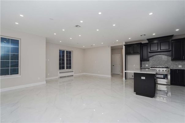 Interior, Kitchen, Marble, Recessed Lighting, Stainless Steel Appliances