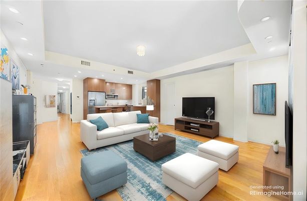 Interior, Kitchen, Living room, Recessed Lighting, Stainless Steel Appliances, Wood Texture Flooring